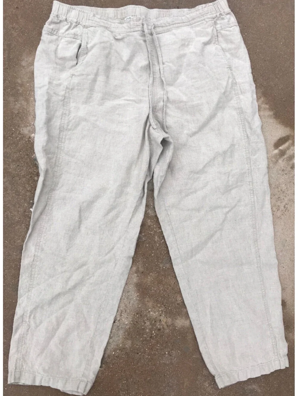 Orvis XL Natural Ecru Wheat 100% Linen Beach Bohemian Art to Wear Ocean Pants